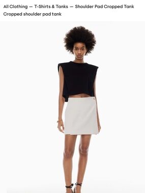 Babaton Black Cropped Shoulder-Pad Tank Top